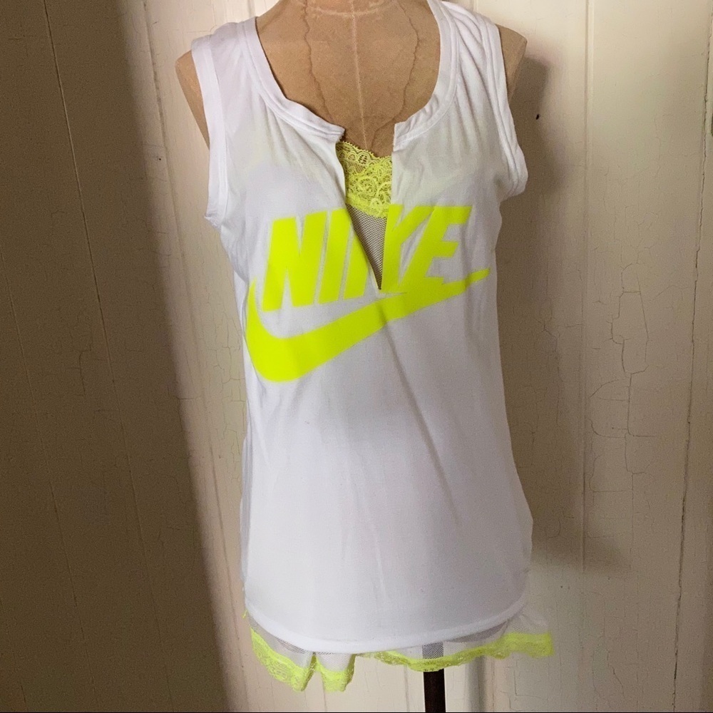 SACAI x NIKE sz S Tank Top White Volt Lace NIKELAB
